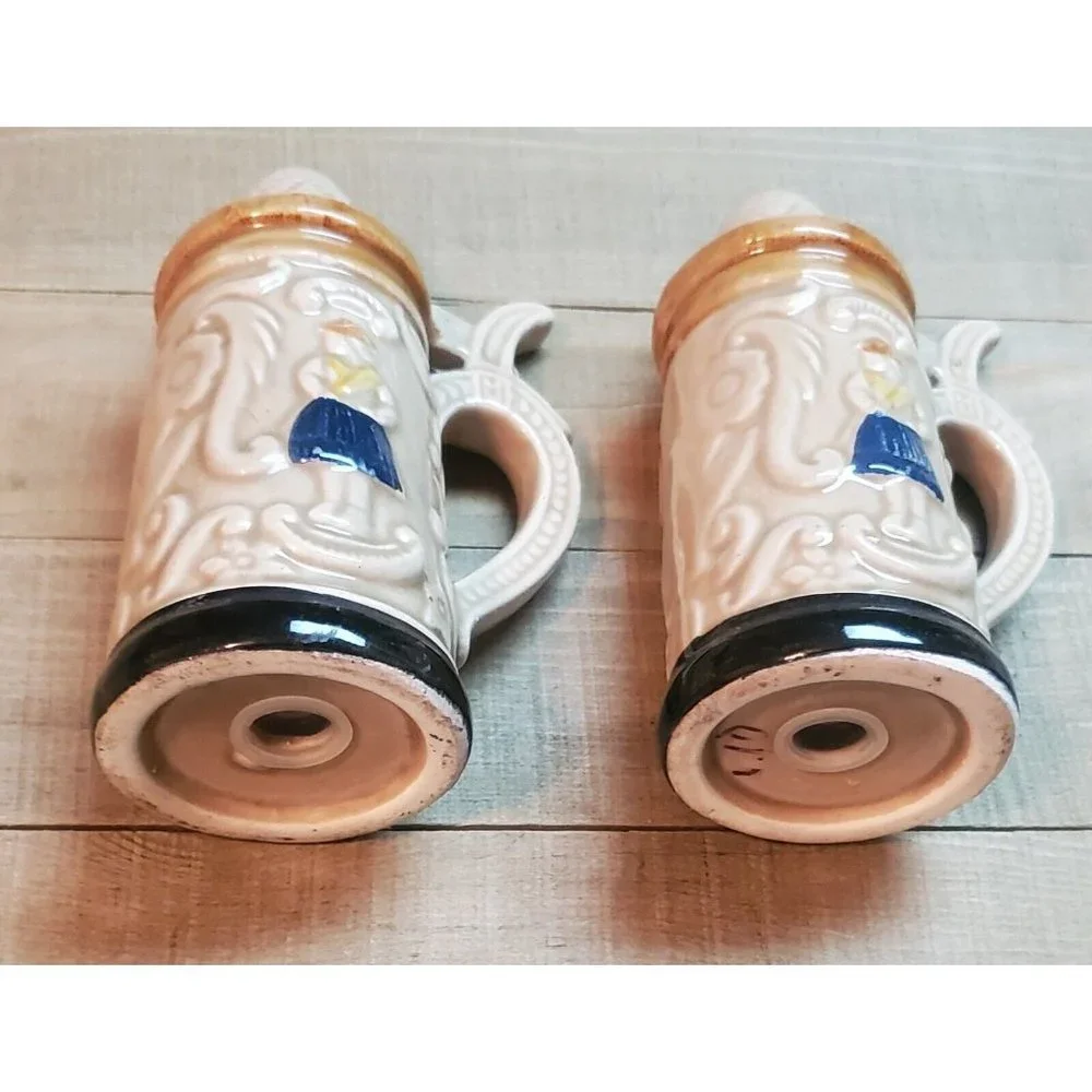 Vintage Ceramic Salt & Pepper Shakers Shaped Like German Beer Steins
